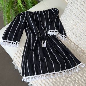 Blue island off shoulder dress